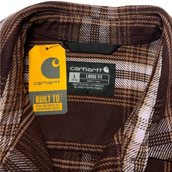 Carhartt Women’s Flannel Cotton Twill Shacket Relaxed Fit Button Up Long Sleeve - Picture 5 of 16